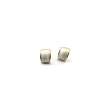 Enamel Drop Glaze White Geometric Stud Earrings