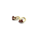 Golden Rectangle Hoop with Heart Pendant Earrings